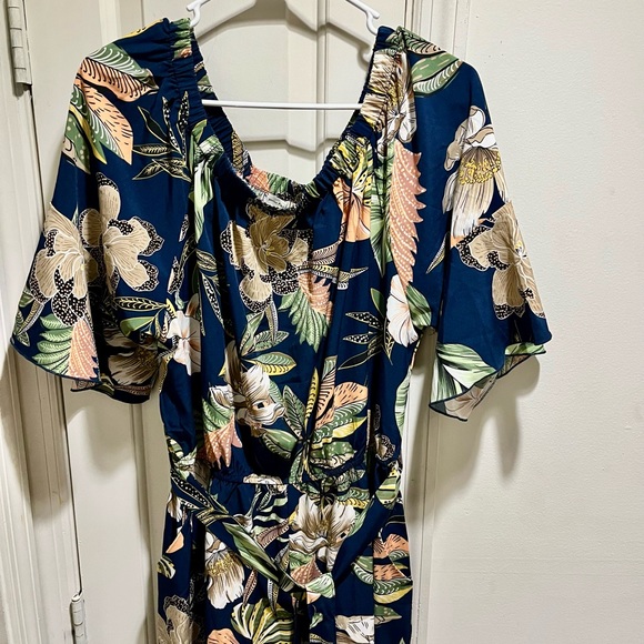 NWOT We Live Fashion off the shoulder high waist floral jumpsuit - Picture 5 of 16